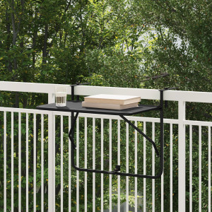 Mesa de balcón colgante plegable  negra de 60x40 cm en acero D