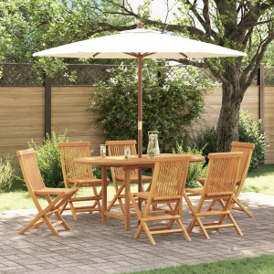 Conjunto de 7 Piezas de Comedor de Jardín de Madera Sólida de Teca D