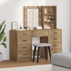 Set de Tocador de 3 Piezas  con LED en Madera Artesanal Elaborada D
