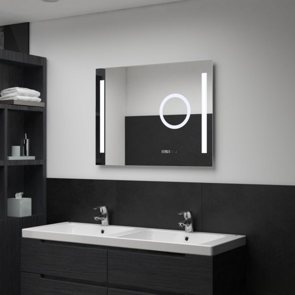 Espelho de parede de banheiro com LED e sensor táctil 80x60 cm D