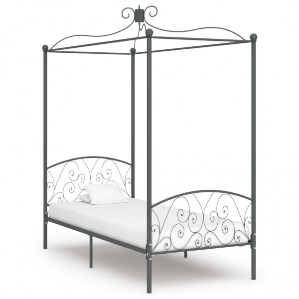 Estrutura de cama com leito de metal cinza 90x200 cm D