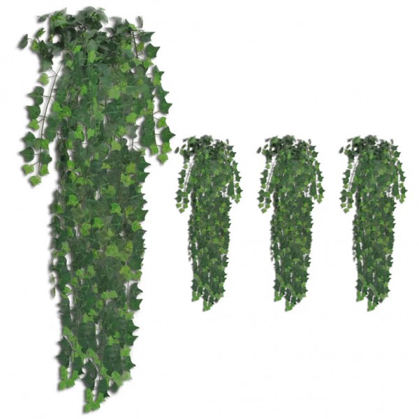 Plantas artificiales de hiedra 4 unidades verde 90 cm D