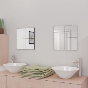 Azulejos de espejo sin marco vidrio 20.5 cm 16 unidades D