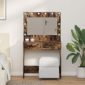 Tocador  con Luces LED Roble Ahumado 78.5x41x135 cm D