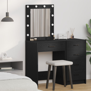 Mesa de Tocador  con Luces LED Roble Negro 50x41x135 cm D