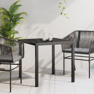 Mesa de Jardín  Negra 80x80x73 cm de Vidrio Templado D