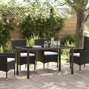 Mesa de Jardín  Negra 140x80x73 cm Vidrio Templado D