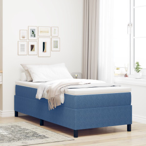 Cama Box Spring con Colchón Azul 90x200 cm Tela de Corduroy D