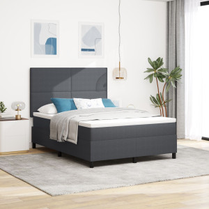Cama con Somier y Colchón Gris Oscuro 140x200 cm Tela de Terciopelo D