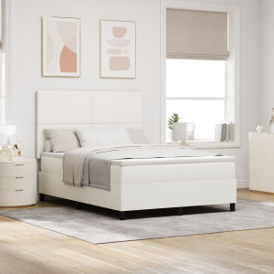 Cama con Sommier  con colchón y luz LED crema 140x200 cm tejido de corduroy D
