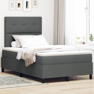 Cama con Box Spring  con colchón y luz LED Gris oscuro 120x200 cm Tela D