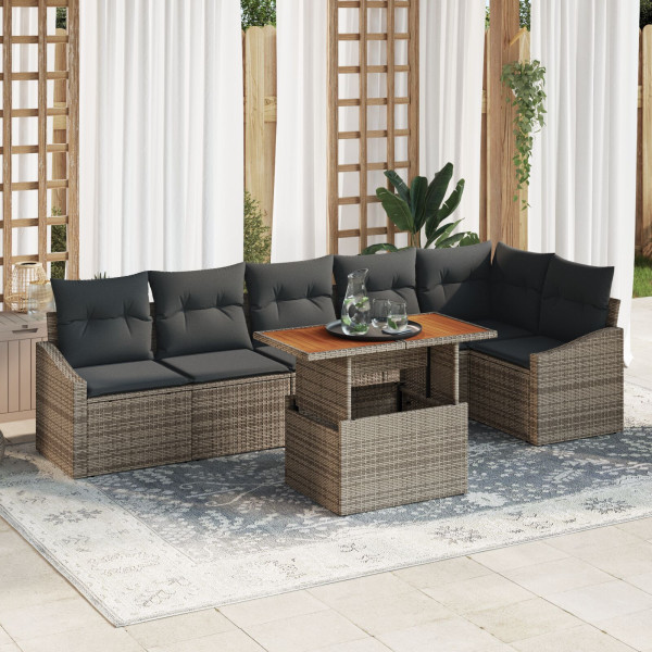7 Jardim de Piece Sofá Conjunto com Ratán Grids Resistente 7 Jardim de Piece Sofá Conjunto com Ratán Grids Resistente D