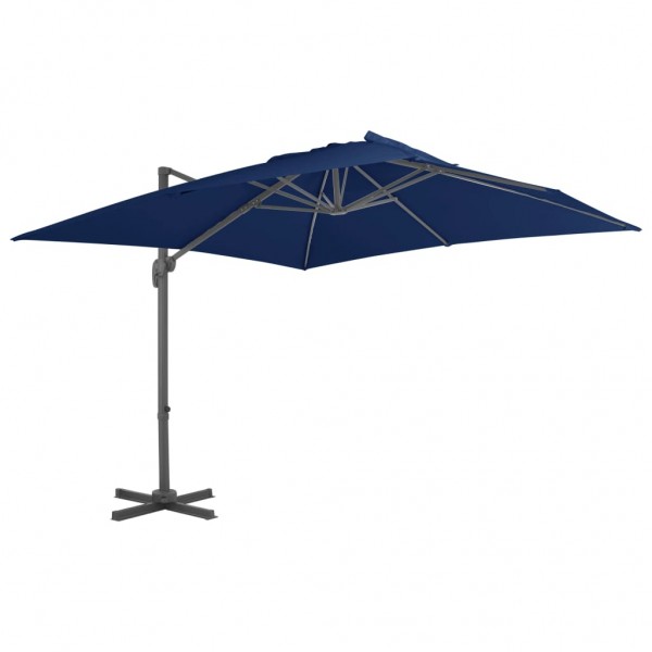Um guarda-chuva com poste de alumínio azul marinho 3x3 m D