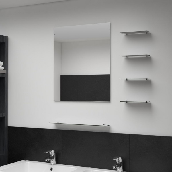 Espejo de pared con 5 estantes plateado 50x60 cm D