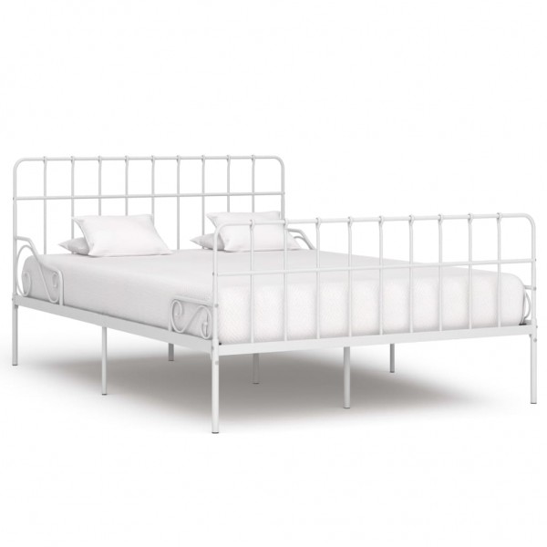 Estructura de cama con somier metal blanco 140x200 cm Estructura de cama con somier metal blanco 140x200 cm D