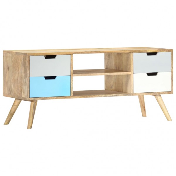 Mueble para TV de madera maciza de mango 110x35x48 cm D