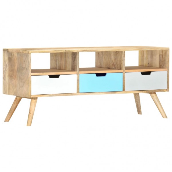 Mueble para TV de madera maciza de mango 110x35x48 cm D