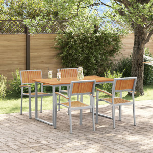 Conjunto de Comedor de Jardín  Conjunto de 5 Gris Acero Duradero D