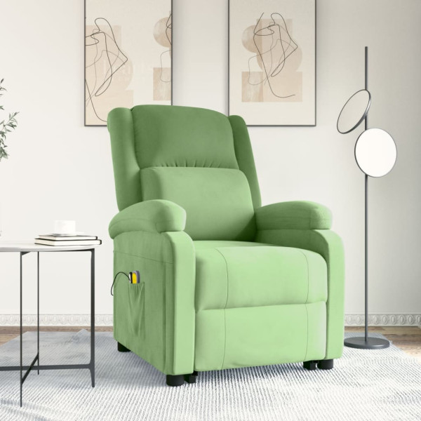 Sillón de masaje elevable terciopelo verde claro D
