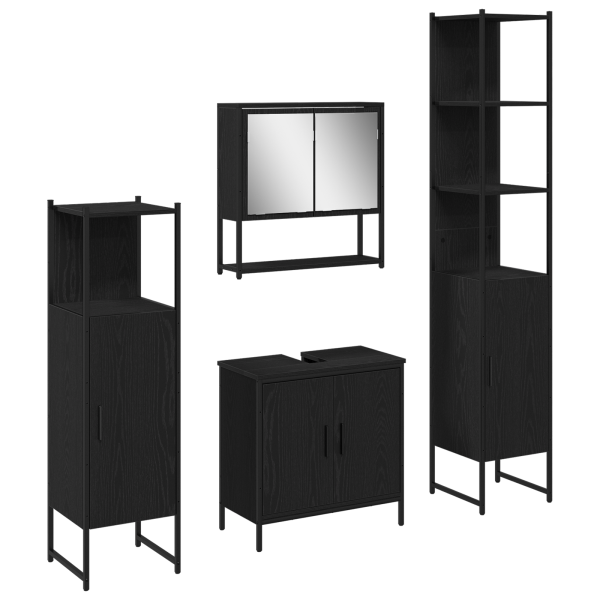 Conjunto de 4 Muebles de Baño Roble Negro Madera de Calidad M 2