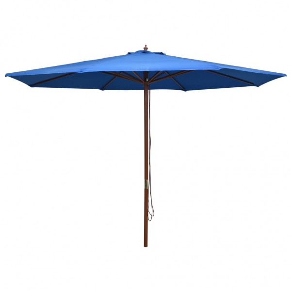 Sombrilla de jardín con palo de madera azul 350 cm D