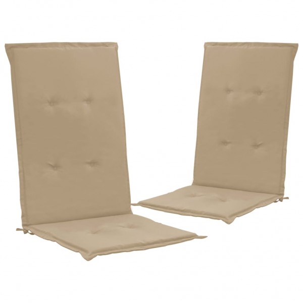 Cojín silla de jardín respaldo alto 2 uds tela beige 120x50x3cm D
