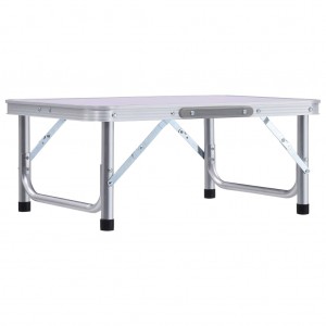 Mesa de camping plegable aluminio blanco 60x45 cm H