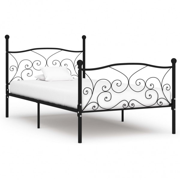 Estrutura de cama com somier de metal preto 90x200 cm D