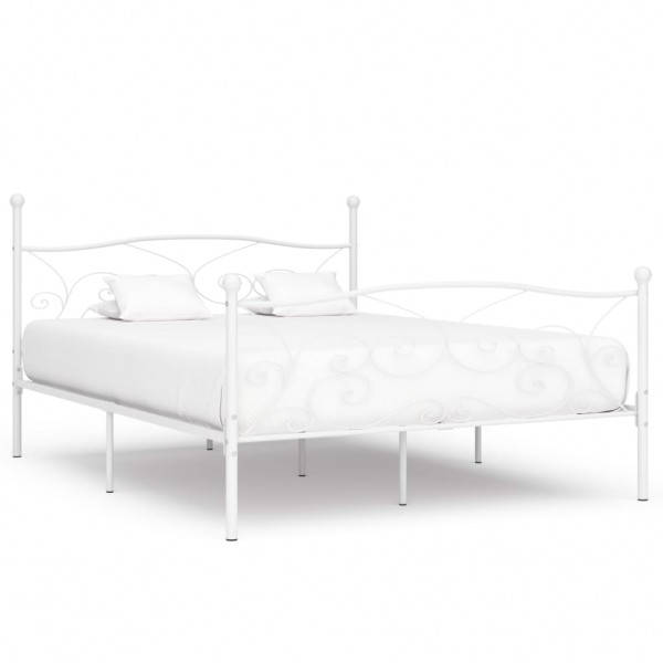 Estrutura de cama com somier de metal branco 200x200 cm D
