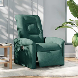 Sillón reclinable eléctrico tela verde oscuro H