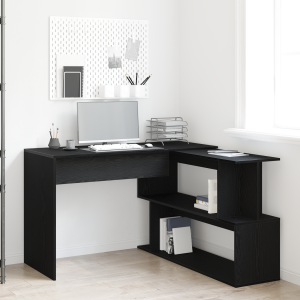 Escritorio  Negro Roble 200x50x76 cm Madera Elaborada D