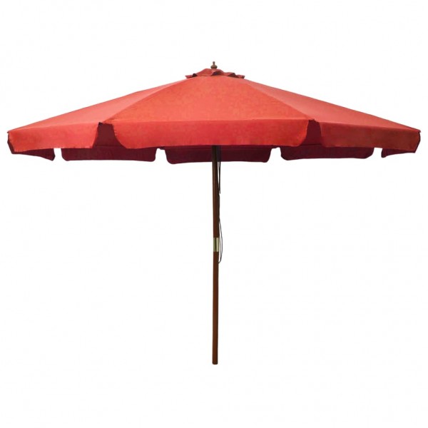 Guarda-chuva de jardim com haste de madeira terracota 330 cm D