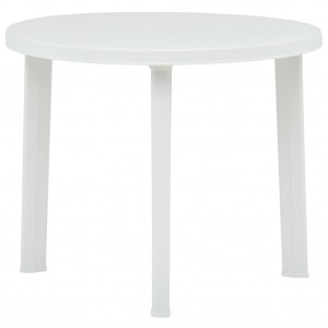 Mesa de jardín de plástico blanco 89 cm D