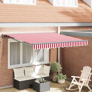 Toldo Retráctil Manual Rayas rojas y blancas 350x250 cm D