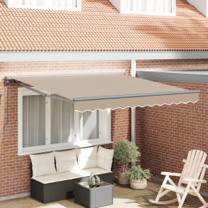 Toldo Retráctil Beige 350x250 cm Tela y Poliéster y Aluminio D