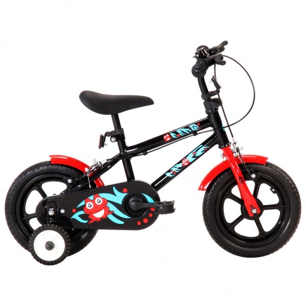 Bicicleta para niños 12 pulgadas negro y rojo D