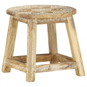 Taburete pintado a mano madera maciza de mango 38x38x35 cm D