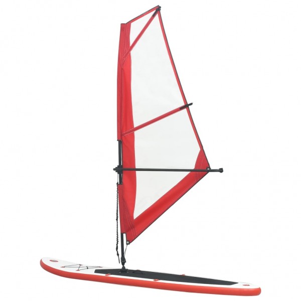 Tabla de paddle surf inflable con vela roja y blanca M 3