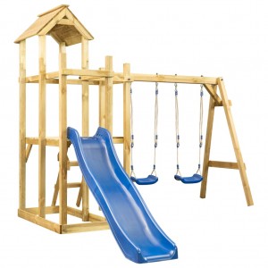 Parque infantil exterior em madeira de pinho impregnada 285x305x226,5cm D