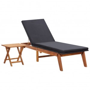 Tumbona con mesa ratán sintético y madera maciza de acacia | Hamaca