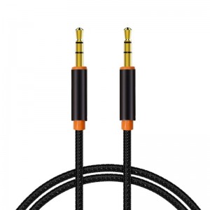 Cable Jack 3,5 mm para Jack 3,5 mm Áudio-Áudio Nylon Preto (1m) D