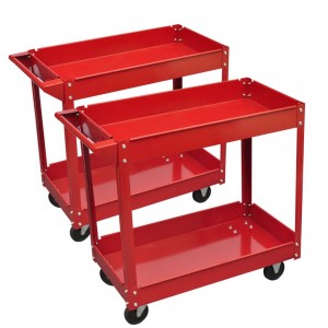 Carrito de herramientas de taller 2 uds 2 estantes rojo 100 kg D