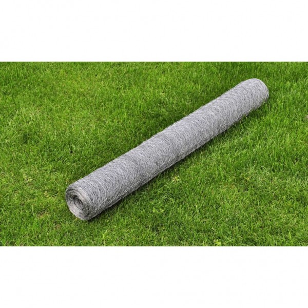 Malla de alambre de acero galvanizado plateada 25x0.5 m D