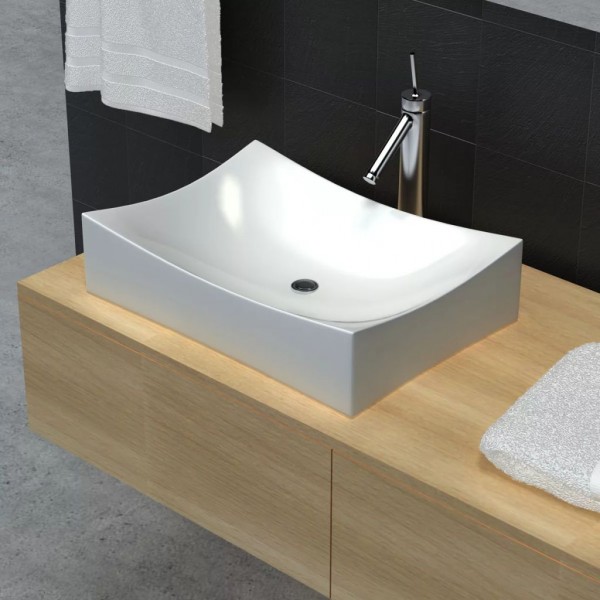 Lavabo de cerámica porcelana Art blanco con brillo D