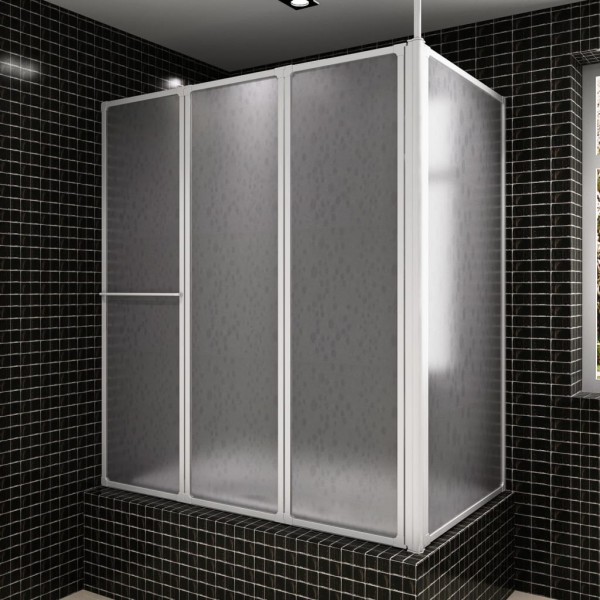 Mampara de ducha de pared en forma L 4 paneles plegables 70x120x137 cm D