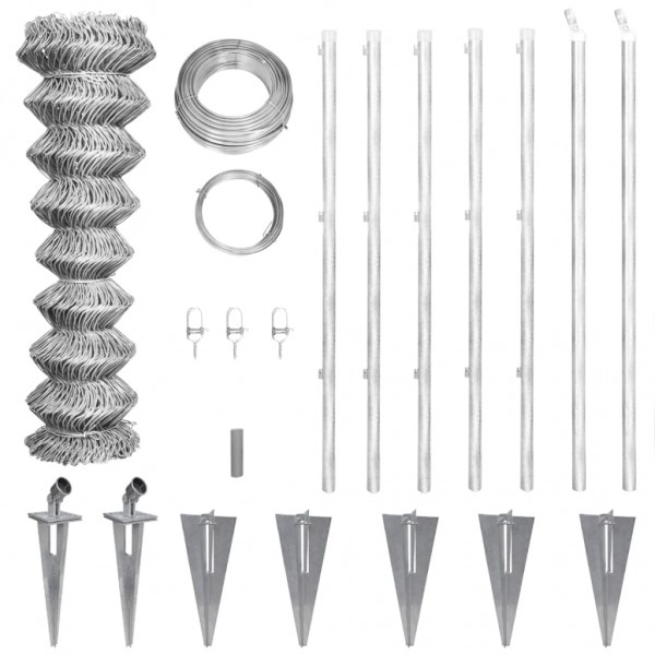 Valla metálica con estacas postes acero galvanizado 15x1.25 m D