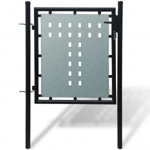 Puerta de valla de jardín negra 100x125 cm D