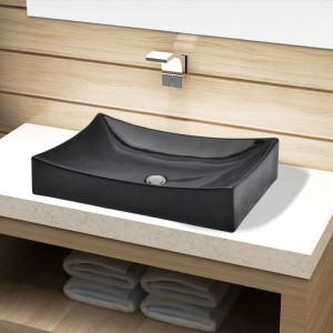 Lavabo de cerámica rectangular color negro D