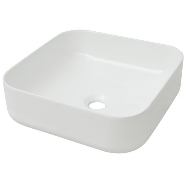 Lavabo cuadrado de cerámica blanco 39x39x13.5 cm D