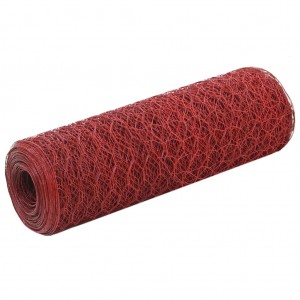 Alambrada de gallinero acero revestimiento PVC rojo 25x0.5 m D